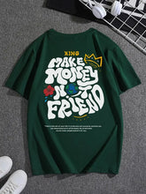 Green Oversized Streetwear T-Shirt for Men – “Make Money Not Friends” Graphic Tee